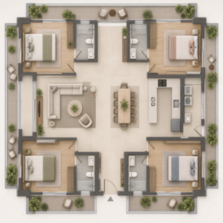 Prestige Falcon City Reserve 4 BHK floor plan, illustrative layout